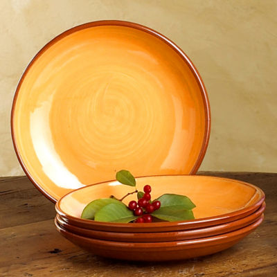 Dinner Plate with Orange Wash Glaze