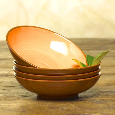 Soup Bowl with Orange Wash Glaze