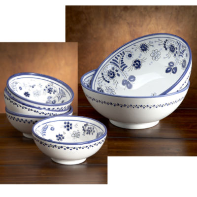 Gazpacho Set - Blue 'Flor' Design