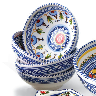 Set of 4 Hand-painted Bowls - 6 Inch Diameter