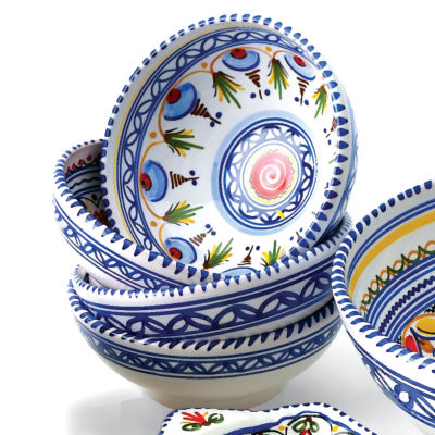 Set of 4 Hand-painted Bowls - 6 Inch Diameter