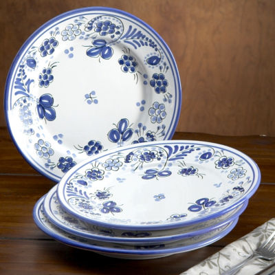 Set of 4 Blue Puente Salad / Lunch Plate - 9 Inches
