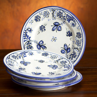 Set of 4 Blue Puente Tapas Plates - Each 7 Inches