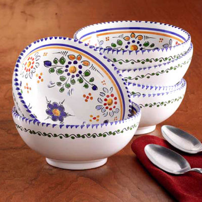 Set of Four Hand-painted Bowls - 6 Inch Diameter each