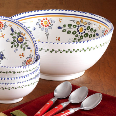 Colorful Flor Design Serving Bowl - 11 Inches Wide