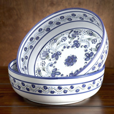 Deep Serving Bowl - 12 Inches Wide, Blue Puente Design