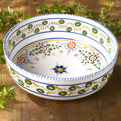 Deep Serving Bowl - 12 Inches Wide, Colorful Flor Design