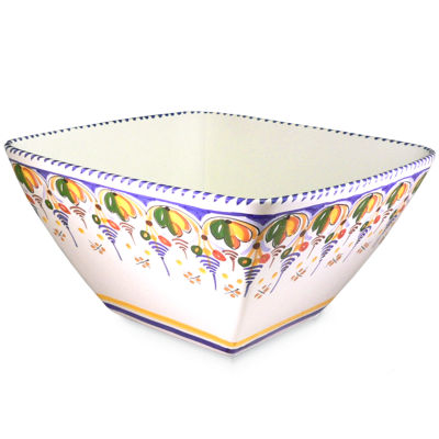 Hand-painted Square Fruit Bowl - 11 Inches Wide