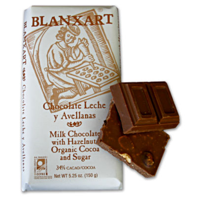 Organic Milk Chocolate Bar with Whole Hazelnuts by Blanxart