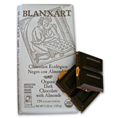 Organic Dark Chocolate Bar with Almonds by Blanxart