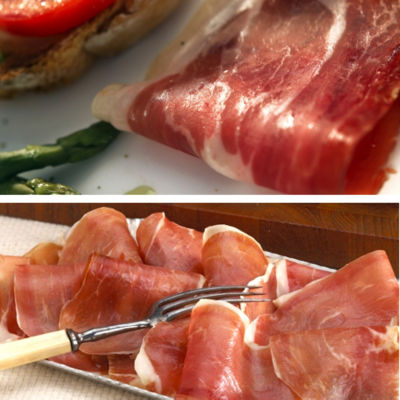 Duo of Hand-Sliced Jamon Serrano + Iberico de Bellota Paleta