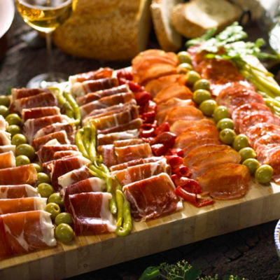 Cured Meats of Spain Sampler Plus Olives and Peppers