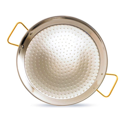 13 Inch Stainless Steel Paella Pan with Gold Plated Handles