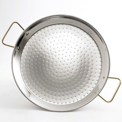 18 Inch Stainless Steel Paella Pan with Gold Plated Handles