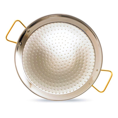 15 Inch Stainless Steel Paella Pan with Gold Plated Handles