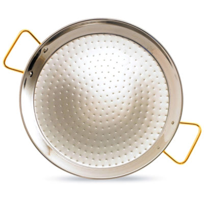 XL - 26 Inch Stainless Steel Paella Pan with Gold Plated Handles
