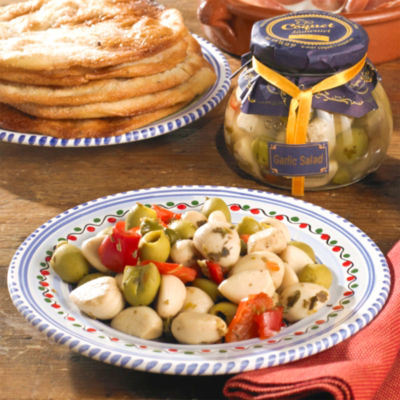 Sweet White Garlic with Olives, Peppers and Capers
