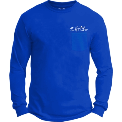 Salt Life Skull and Poles Long Sleeve Pocket Tee Shirt
