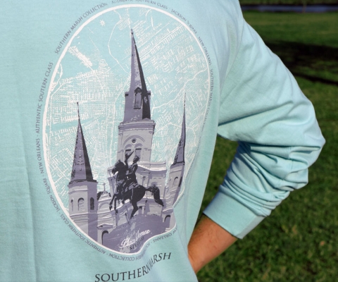 Southern Marsh Mens Long Sleeve Jackson Square Tee