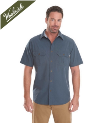 Woolrich Inc Mens Midway Solid Short Sleeve Cotton Shirt