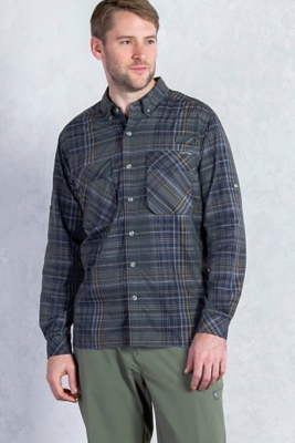 Ex Officio Mens Air Strip Macro Plaid Shirt