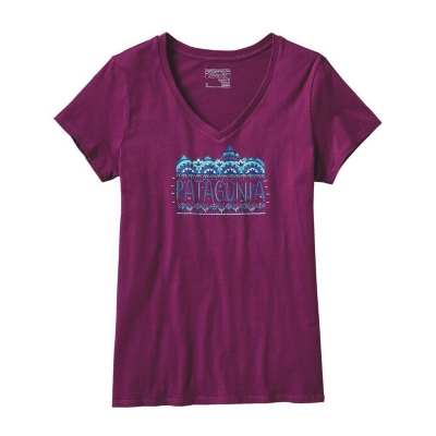 Patagonia Womens Femme Fitz Roy Cotton V Neck T Shirt