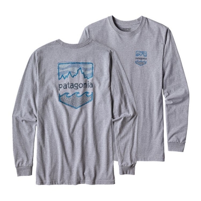 Patagonia Mens LS Patagonia Badge Cotton/Poly Responsibili Tee