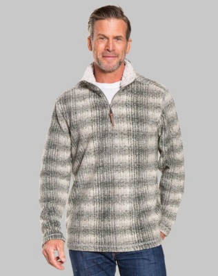 True Grit Mens Melange Blanket Plaid 12 Zip Pullover