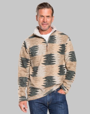True Grit Mens Melange Blanket Zig Zag 1/2 Zip Pullover