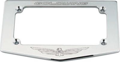 HONDA GENUINE ACCESSORIES CHROME LICENSE PLATE FRAME WITH GOLD WING LOGO - Cruiser License Plate