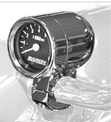 BARON BULLET TACHOMETER WITH 1.25 CLAMP -  Cruiser Dash And Gauges 