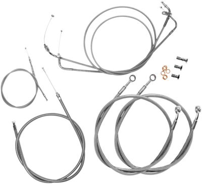 BARON EXTENDED STAINLESS CABLE AND LINE KIT FOR 15-17 HANDLEBARS - Baron Custom Accessories Parts & Gear