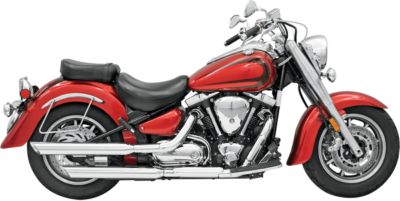 BASSANI XHAUST 3 SLIPON MUFFLERS - CHROME -  Metric Cruiser Slip On Exhaust Systems 