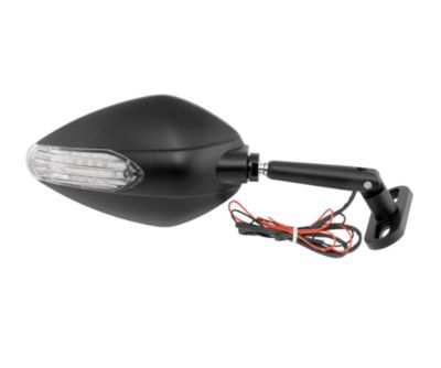 BIKEMASTER CANDY DROP MIRROR WITH LED TURN SIGNAL - BLACK