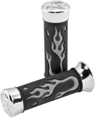 BIKEMASTER 135MM DUAL DENSITY FLAME GRIPS WITH EAGLE - Bikemaster Parts & Gear