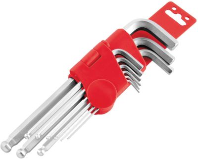 9-PIECE SHORT BALL END HEX WRENCH SET AND HOLDER -  Motorcycle Accessories 