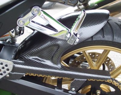 CARBON FIBER WORKS CARBON REAR TIRE HUGGER WITH CHAIN GUARD - 