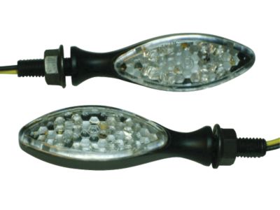 DMP TURN SIGNAL LONG OVAL BLACK/CLEAR LENS - 