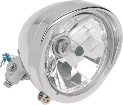 DRAG SPECIALTIES DIAMOND STYLE BOTTOM MOUNT 5-3/4 HEADLIGHT ASSEMBLY WITH VISOR - Cruiser Headlights