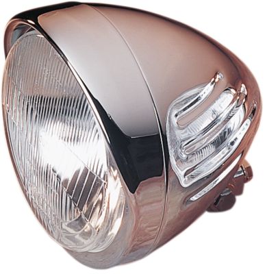 DRAG SPECIALTIES CUSTOM 5-3/4 SPRINGER STYLE HEADLIGHT WITH VISOR AND GROOVES - Cruiser Headlights