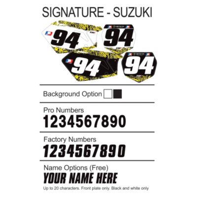 FACTORY EFFEX DX1 BACKGROUNDS SIGNATURE - SUZUKI -  Custom Motocross Dirt Bike Graphics 