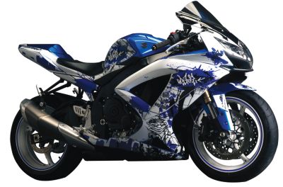 FLU DESIGNS GRAFFITI GRAPHIC KIT WHITE/BLUE -  Motorcycle Graphic Kits And Decals 