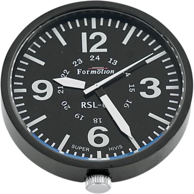 FORMOTION REFERENCE SL CLOCK WITH GUNMETAL CASE AND BLACK FACE - STICK-ON -  Cruiser Dash And Gauges 