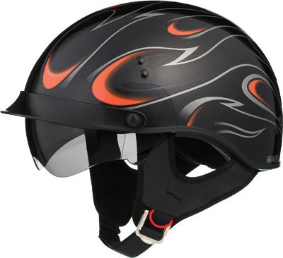 GMAX GM55 FULL DRESSED FLAMES HELMET -  Half Shell Cruiser Helmets 