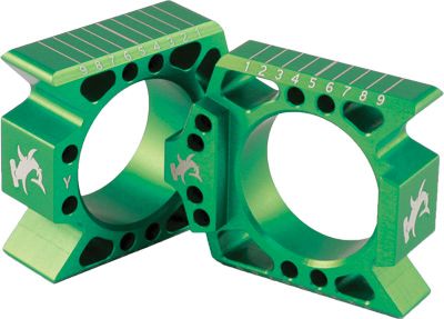 HAMMERHEAD AXLE BLOCKS - GREEN -  Dirt Bike Axle Blocks / Motocross Axle Blocks 