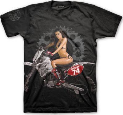 HUSTLER BIG BIKE T-SHIRT - Mens Casual Motocross Dirt Bike T-Shirts 