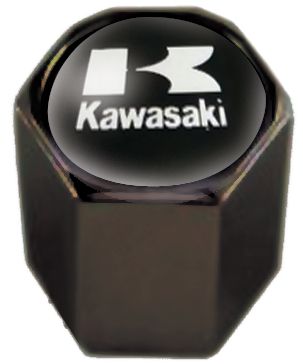 LOCKHART PHILLIPS LOGO VALVE CAPS - BLACK KAWASAKI