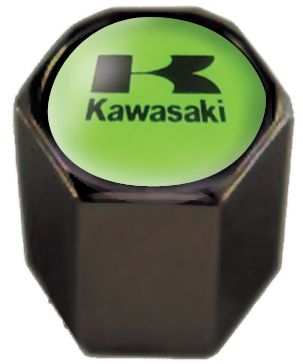 LOCKHART PHILLIPS LOGO VALVE CAPS - GREEN KAWASAKI