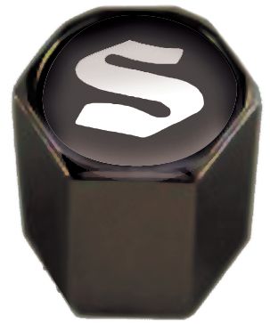 LOCKHART PHILLIPS LOGO VALVE CAPS - BLACK SUZUKI