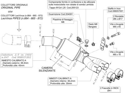 LEO VINCE SBK LINK PIPE CATALYTIC CONVERTER ELIMINATOR - 